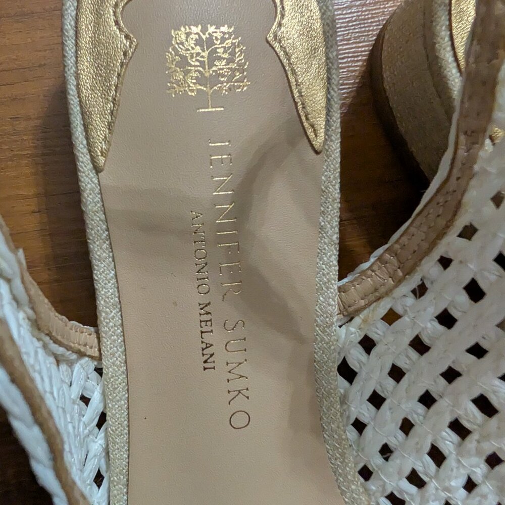 Antonio Melani x Jennifer Sumko White Lace Up Flat Sling Back Size 8.5 - Picture 7 of 9